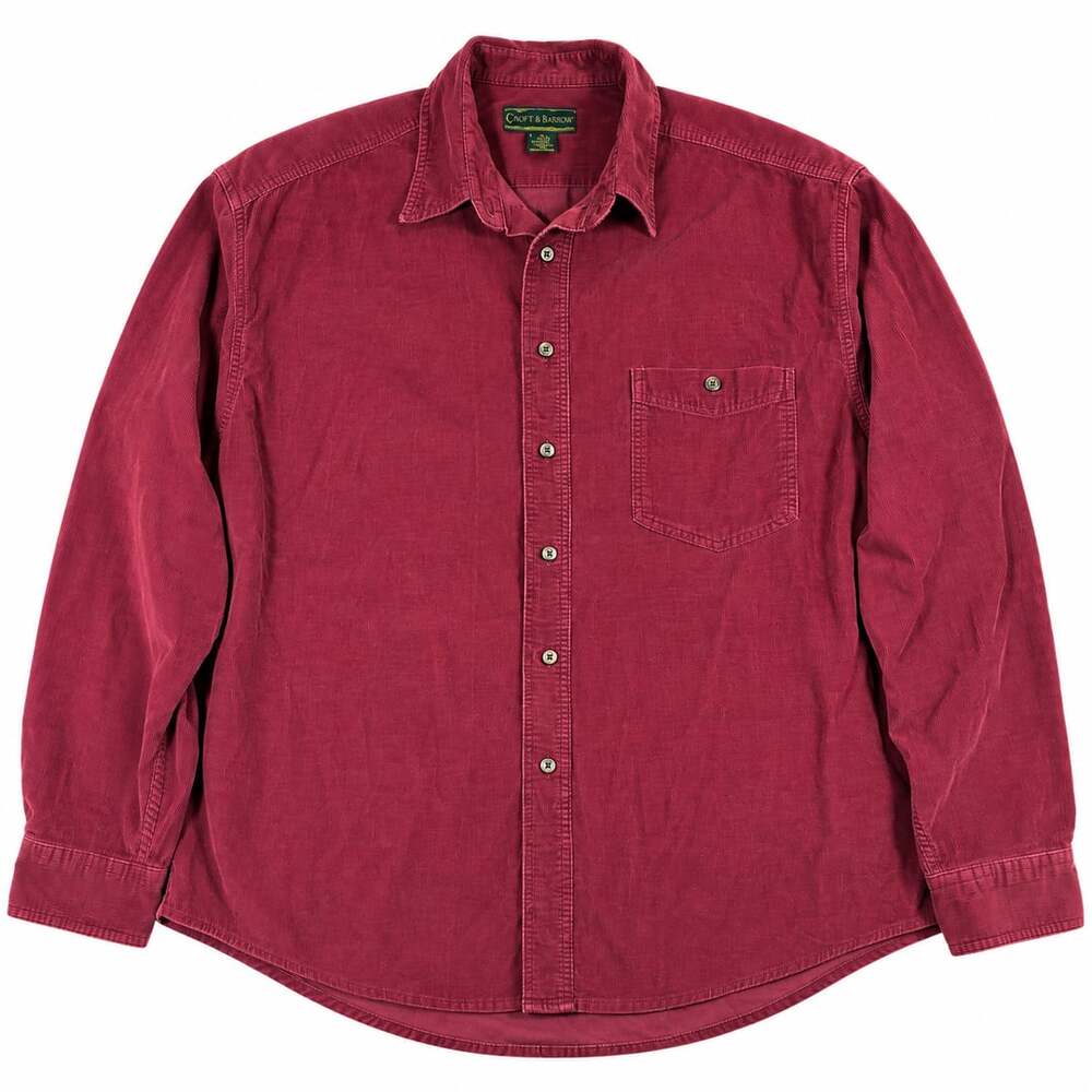Croft & Barrow Corduroy Shirt Size L Burgundy Long Sleeve Button Down